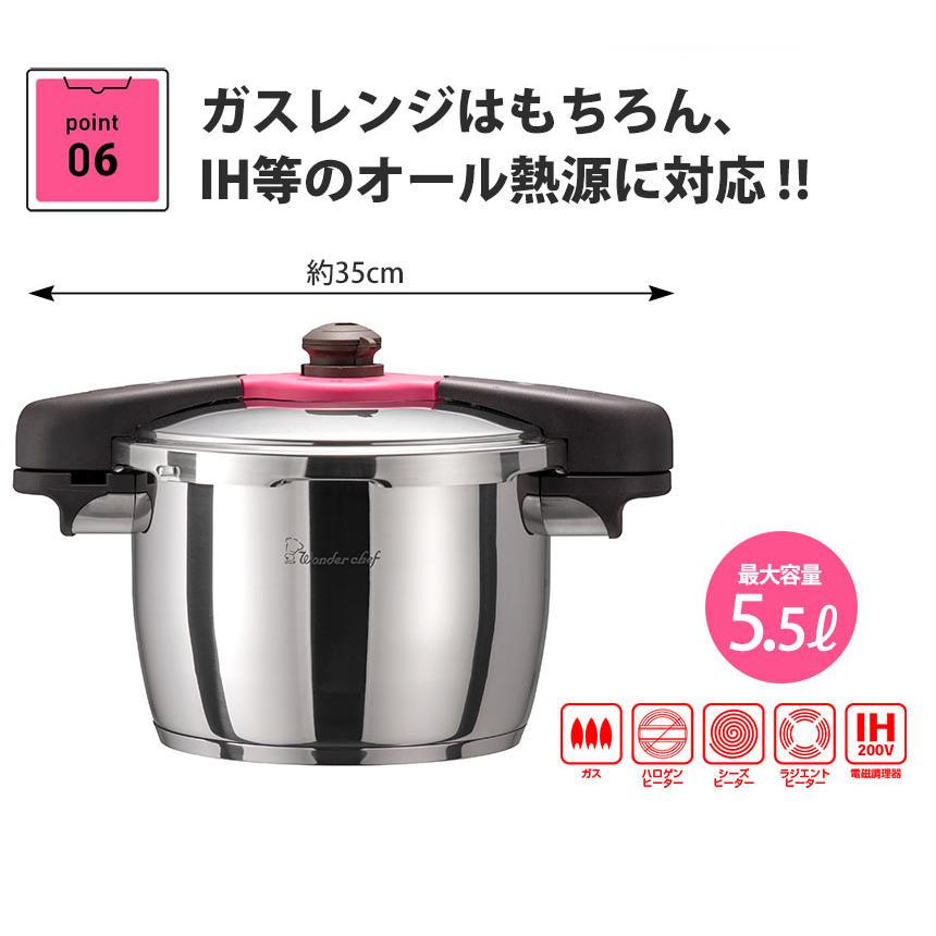 在庫限り ワンダーシェフ 魔法のクイック料理 両手圧力鍋 5.5L 蓋