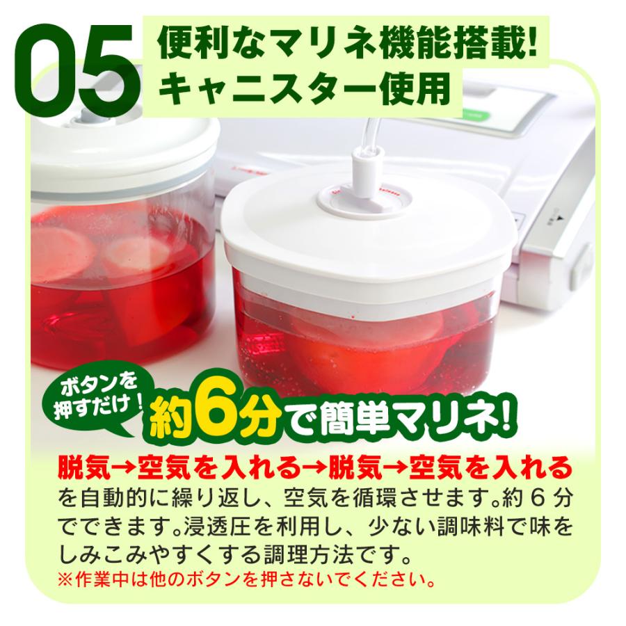 真空パック機 家庭用 【基本の6点セット】 真空パック器 本体 袋 ロール付き 84kpa 肉 魚の長期保存に 使いやすい フードシーラー 71494-8｜wide｜13