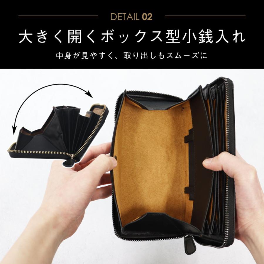 財布 メンズ 長財布 本革 牛革 大容量 カード20枚以上 YKK ラウンド