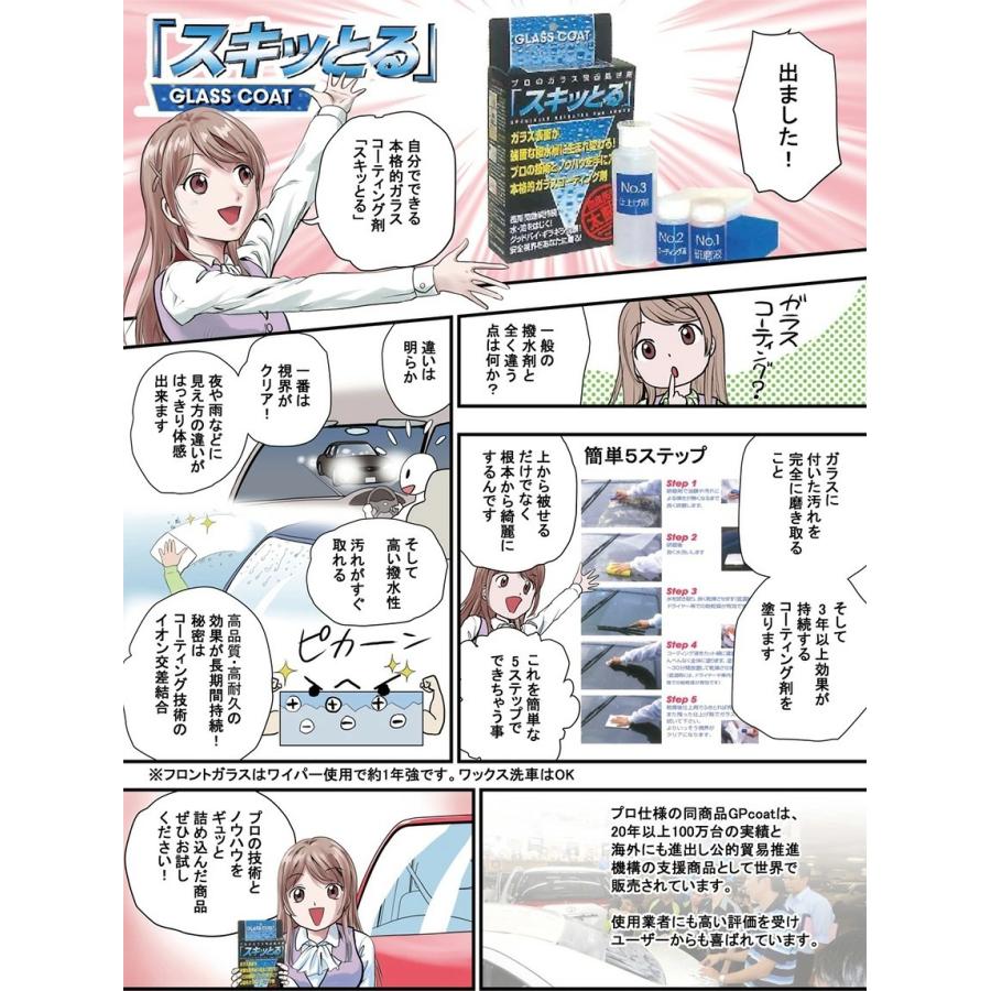 油膜取り 車 スキッとる フロントガラス 撥水 油膜とり GPコート ガラスコーティング剤 油膜落とし 水垢落とし 自分で セルフ すきっとる｜wide｜03