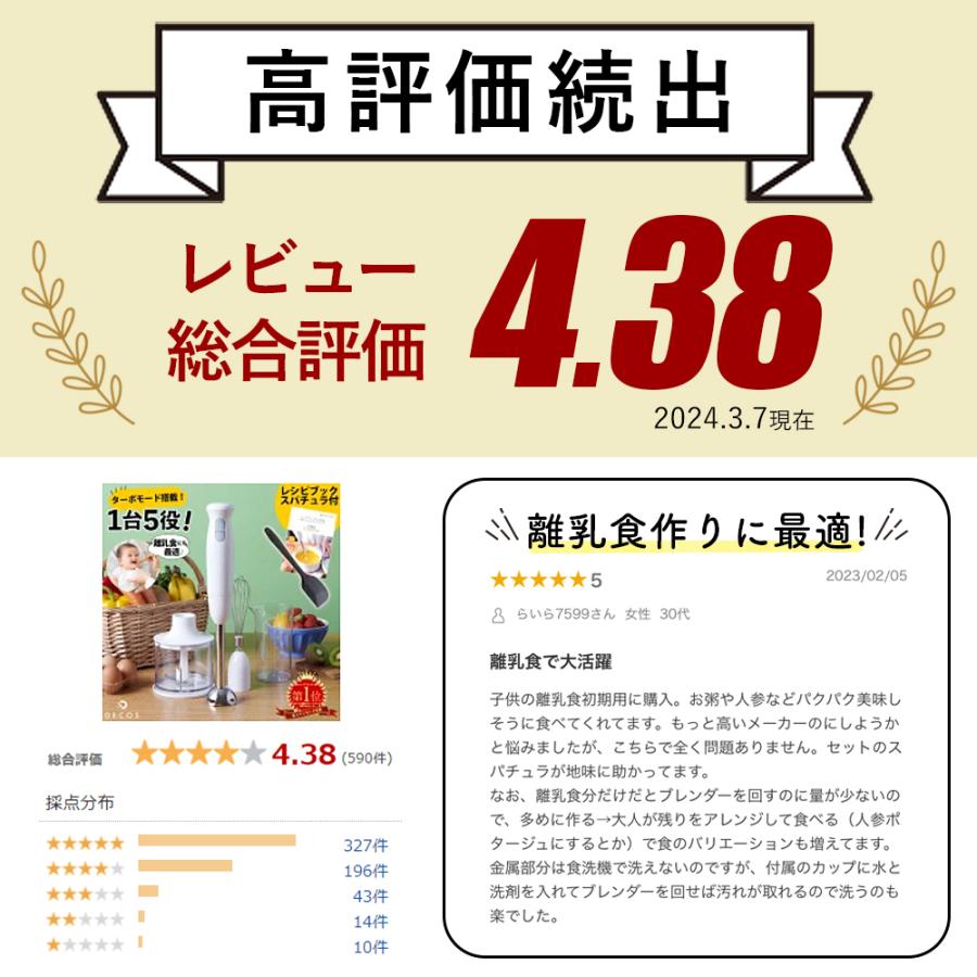 ハンドブレンダー  クリスマス プレゼント 無料ラッピング ブレンダー 離乳食 多機能 時短 料理 ハンディ ミキサー フードプロセッサー ペースト 氷も砕ける | ブランド登録なし | 05