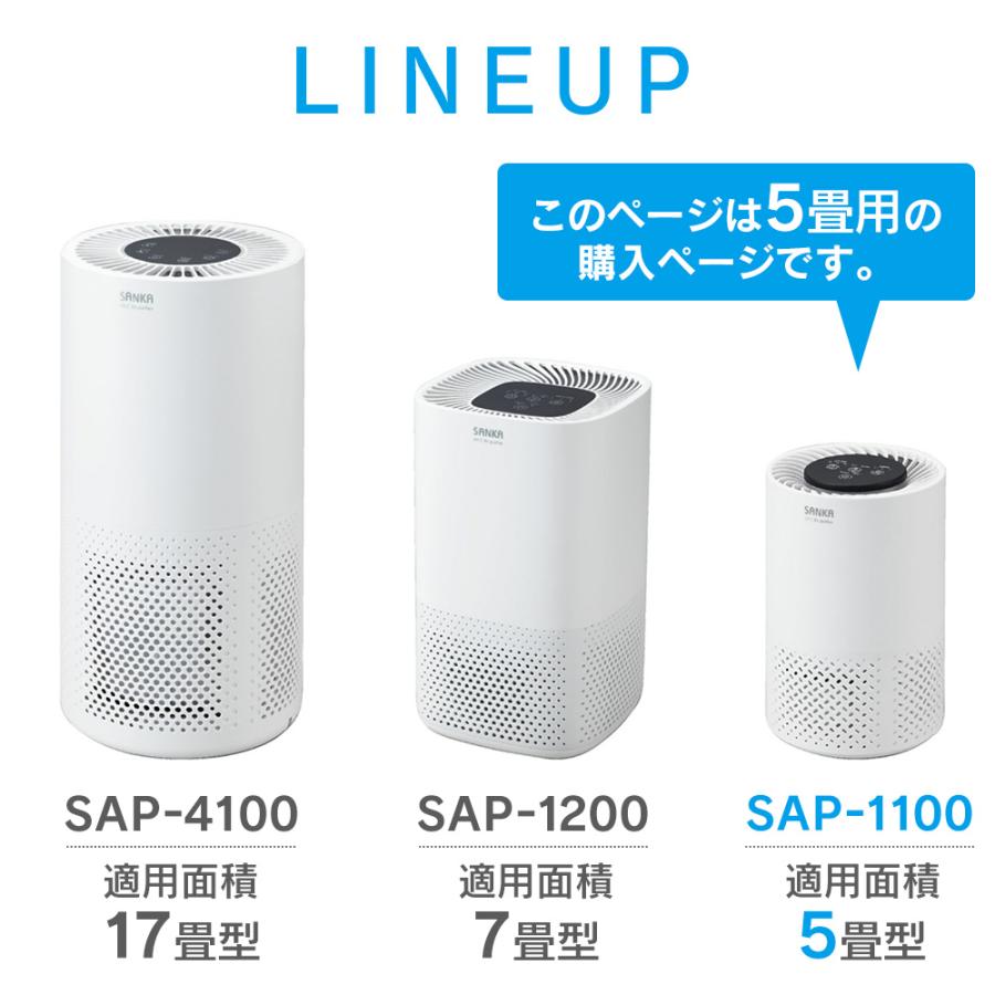 【10%還元】サンカ UV-C 除菌 空気清浄機 5畳用 SAP-1100 小型 除菌 除菌ランプ 脱臭 ホコリ 花粉 集じん 匂い におい 除去 脱臭 紫外線 | ブランド登録なし | 13