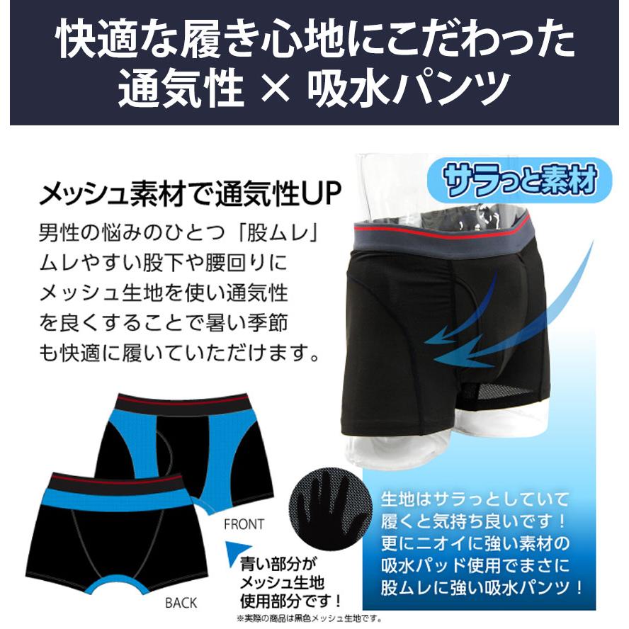 在庫限り 尿漏れパンツ 蒸れない メッシュ 夏用 男性 通気性 メンズ 夏 吸水量約15cc 失禁パンツ 消臭 3枚組 ボクサーパンツ 前開き 軽失禁 【STK】 | ブランド登録なし | 08