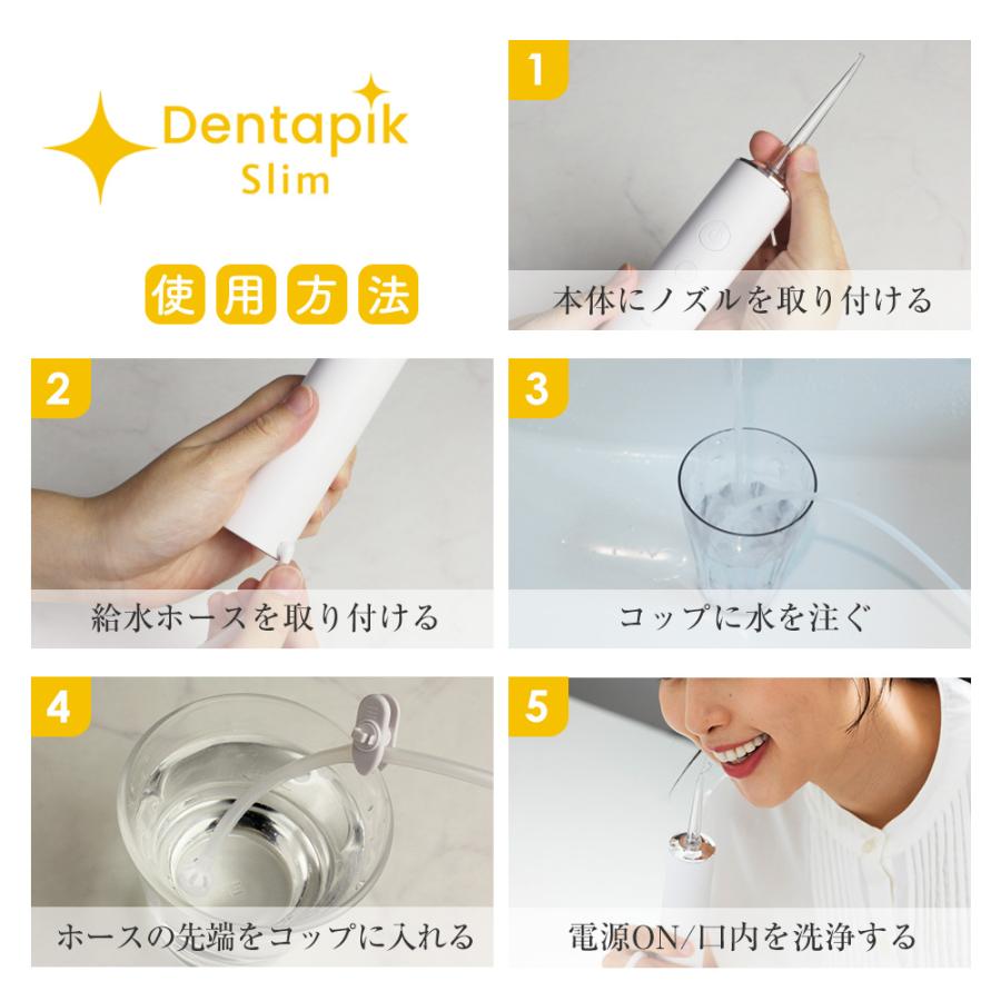 口腔洗浄器  タンクレス 小型 スリム 軽量 水流 IPX7 防水 歯間洗浄機 口内 洗浄機 風呂 コードレス ポンプ式 デンタピック | ブランド登録なし | 13