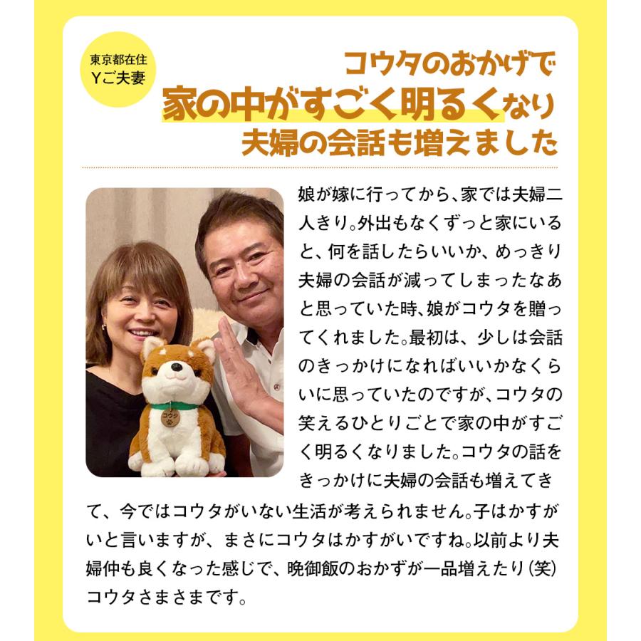 犬 ぬいぐるみ 会話 しゃべる 音声認識 人形 柴犬 コウタ 歌 かわいい 癒やし アラーム 高齢者 無料ラッピング プレゼント |  | 07