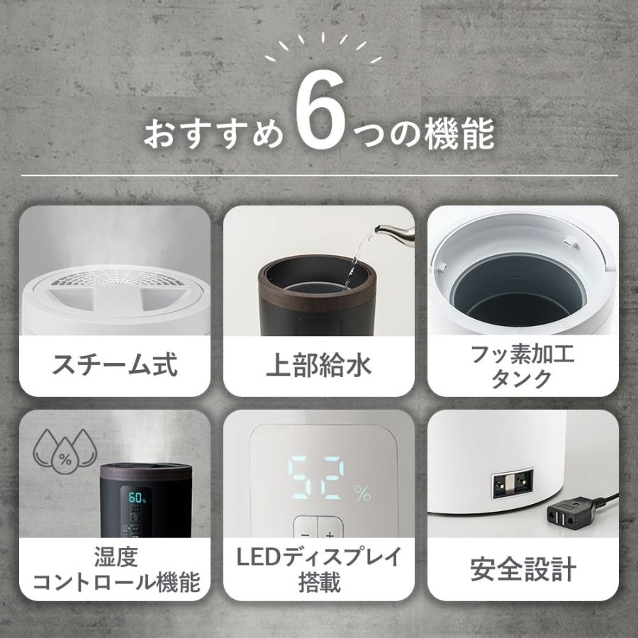 THREEUP（スリーアップ） スチーム式加湿器 スチームポット 3L 上部