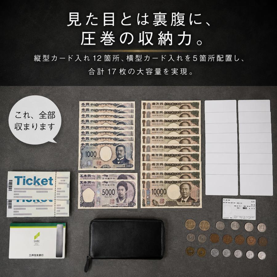 財布 メンズ 長財布 小さい長財布 短い長財布 18cm 本革 カード17枚 おしゃれ コンパクト 大容量 小銭入れあり 風琴マチ ギフト 無料ラッピング decos | ブランド登録なし | 15