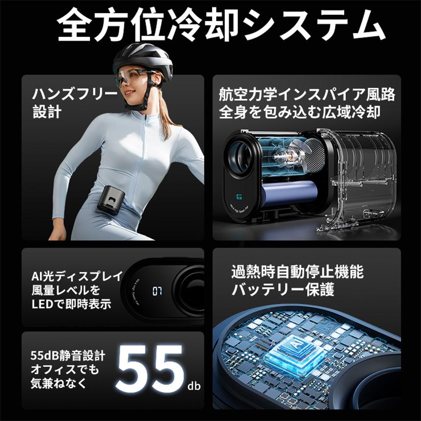 在庫限り ベルトファン 腰掛け扇風機 MX-6 瞬間冷却 3WAY 着る 空調 金属ボディ 首掛け ハンズフリー ストラップ 大風量 静音 卓上 【STK】 | ブランド登録なし | 01