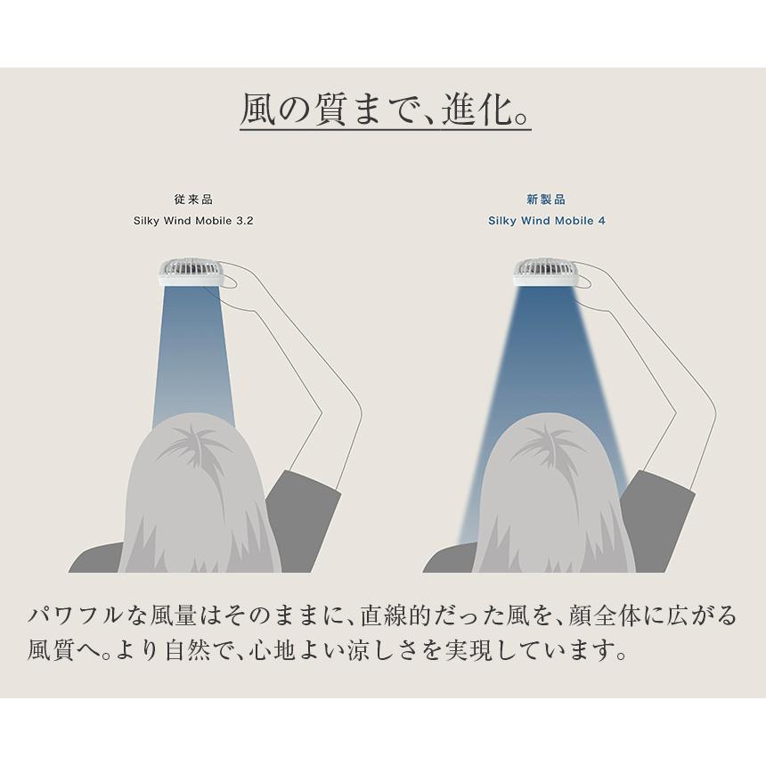 ハンディファン 小型 2026 静音 肩掛け 卓上 カラビナ付き ハンズフリー DC 二重反転 ミニ 充電式 扇風機 Silky Wind Mobile4 リズム RHYTHM おしゃれ | RHYTHM（時計） | 11