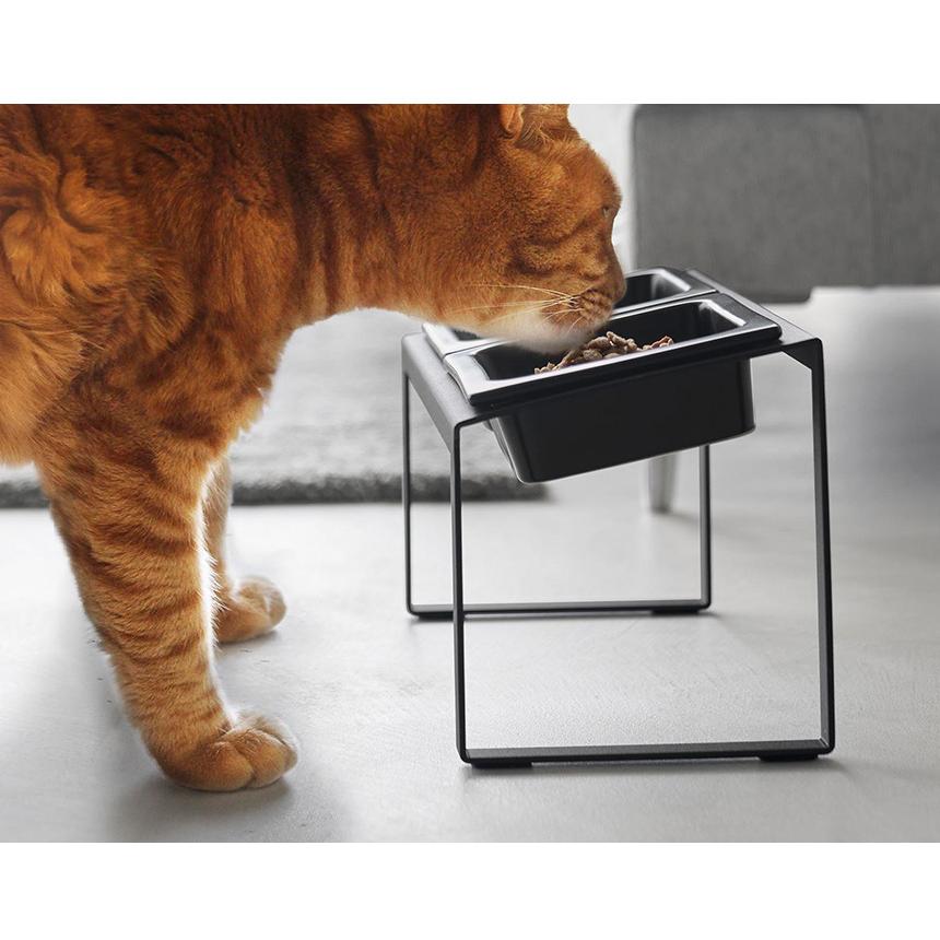 ペットフードボウルスタンド 2皿セット 山崎実業 ヌークス 早食い防止 犬 猫 餌入れ 皿 エサ ペットフード ドッグフード 傾斜つき 肥満抑制 斜め nooks | 山崎実業 | 12