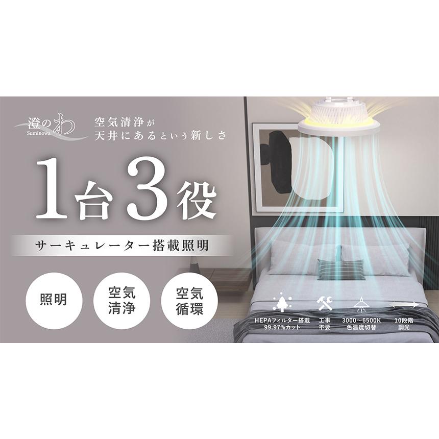 シーリングファンライト LED シーリングファン シーリングライト 空気清浄 照明 サーキュレーター 空気循環 HEPAフィルター 花粉 ホコリ 澄のわ Suminowa 10畳 | ブランド登録なし | 02
