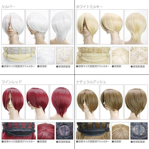 コスプレ ショートストレートウィッグ ダークブルーブラック シルバー