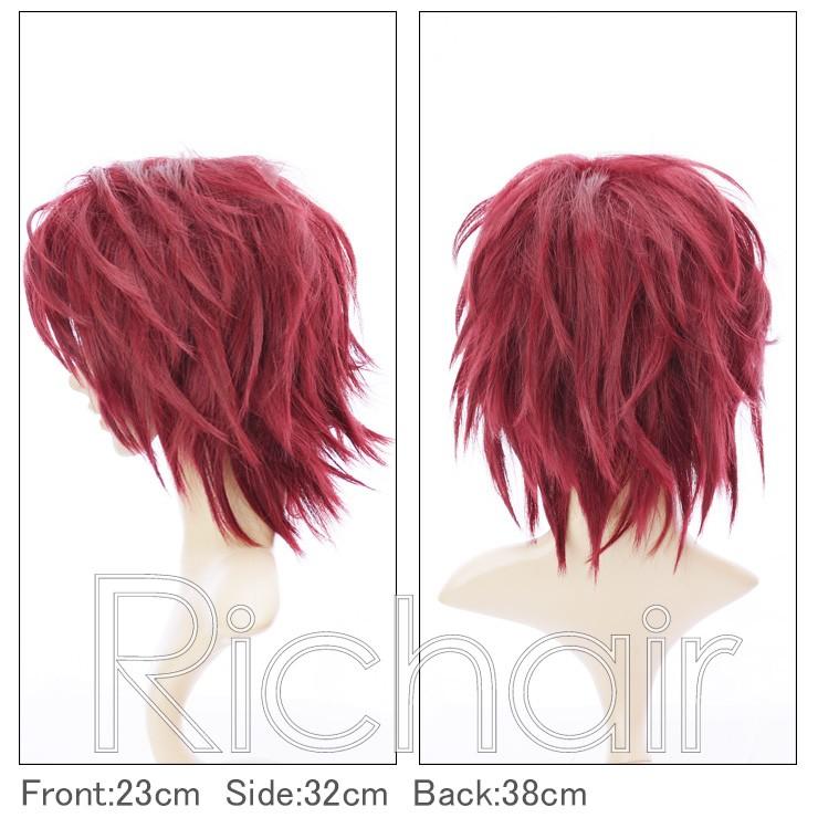 コスプレウィッグ ミディアムレイヤーウィッグ ワインレッド
