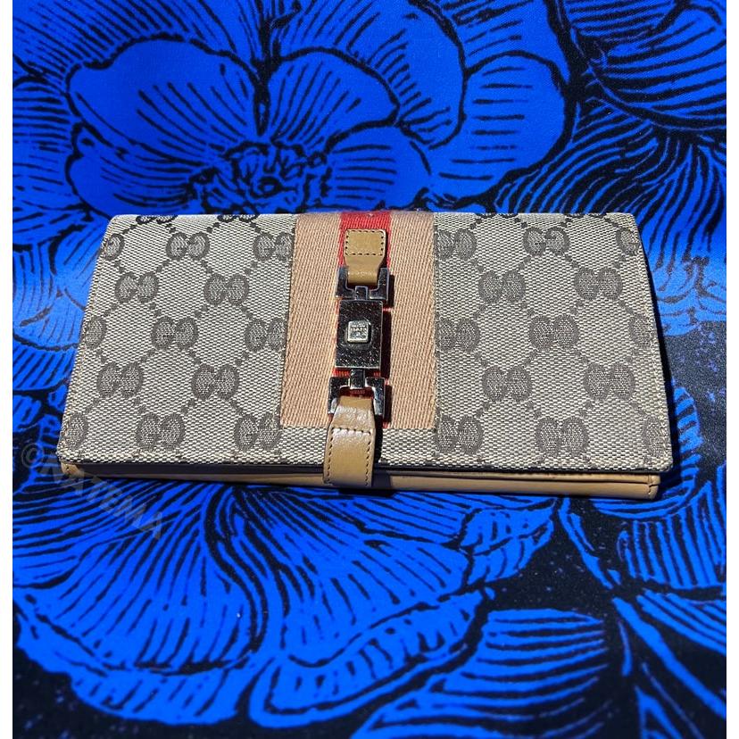 中古 GUCCI グッチ 財布 長財布 ジャッキーライン キャンバス オレンジ