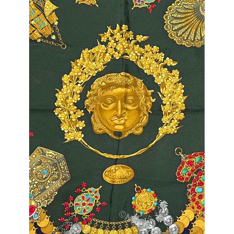 HERMES 中古 エルメス スカーフ 90 カレ KOSMIMA 宇宙 緑 HERMES 中古 エルメス スカーフ 90 カレ KOSMIMA 宇宙 緑