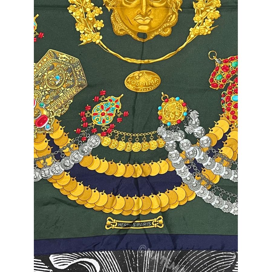 HERMES 中古 エルメス スカーフ 90 カレ KOSMIMA 宇宙 緑 HERMES 中古 エルメス スカーフ 90 カレ KOSMIMA 宇宙 緑