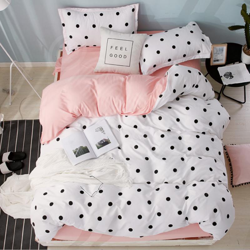 シングルサイズ3点セット 布団カバー フラットシーツタイプ 水玉