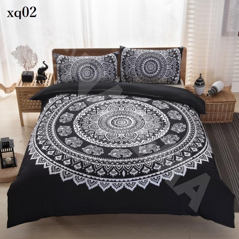 セミダブル ダブルサイズ3点セット ボヘミアン 柄 布団カバー 枕カバー