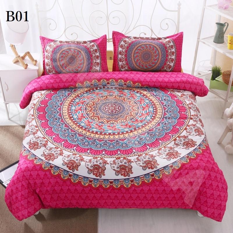 セミダブル ダブルサイズ3点セット ボヘミアン 柄 布団カバー 枕カバー