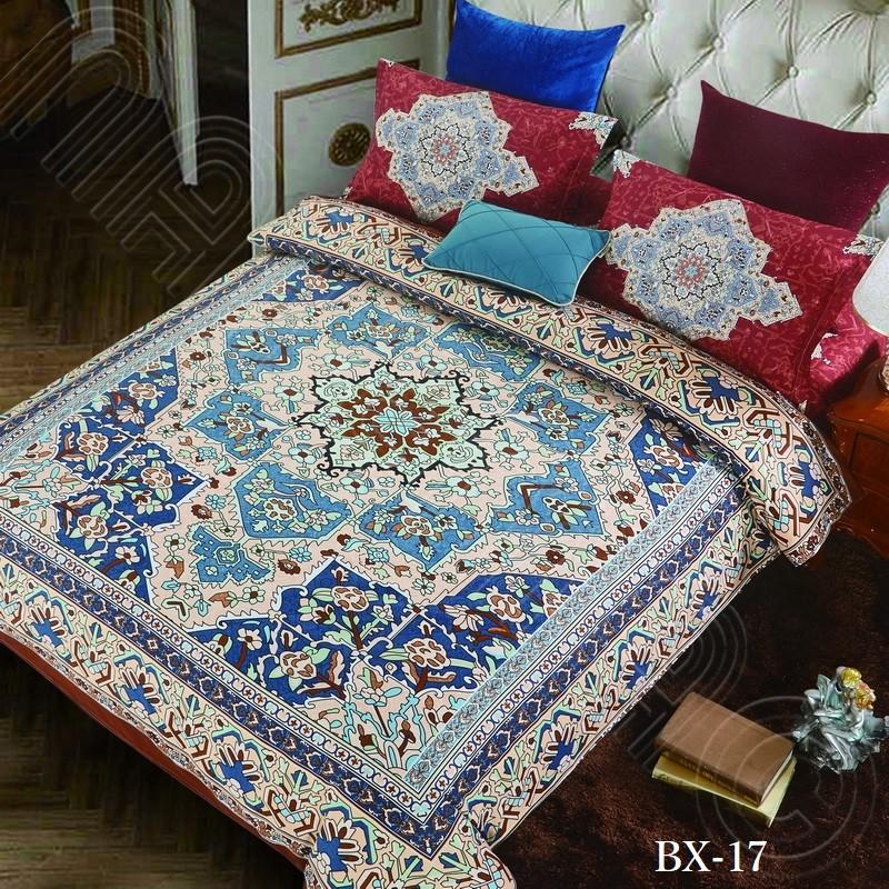 ダブル セミダブルサイズ 4点セット:フラットタイプ 幾何学 模様 布団