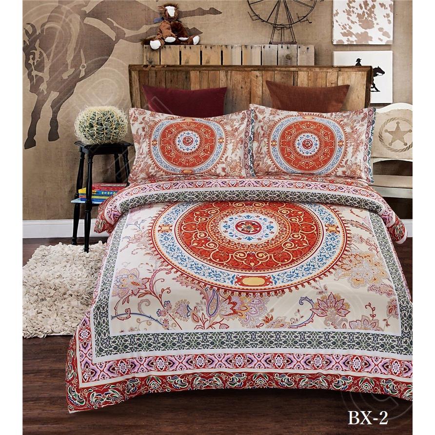 ダブル セミダブルサイズ 4点セット:フラットタイプ 幾何学 模様 布団