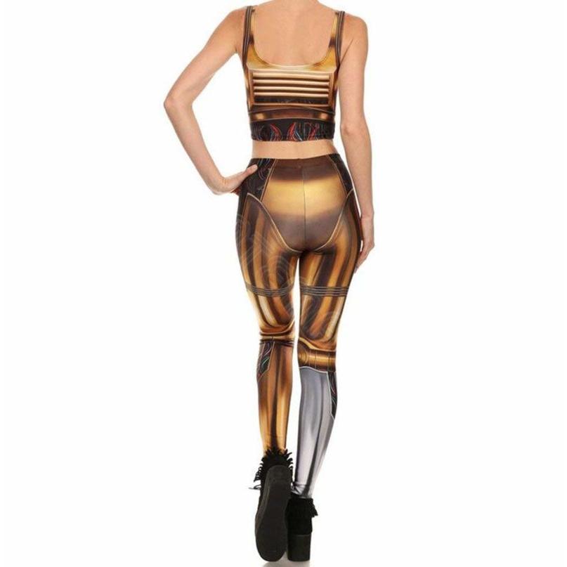 HEM ヨガブラタンク＆ヨガタイツセット スチームパンク 近未来 レギンス タンクトップ 上下セット メカニカル