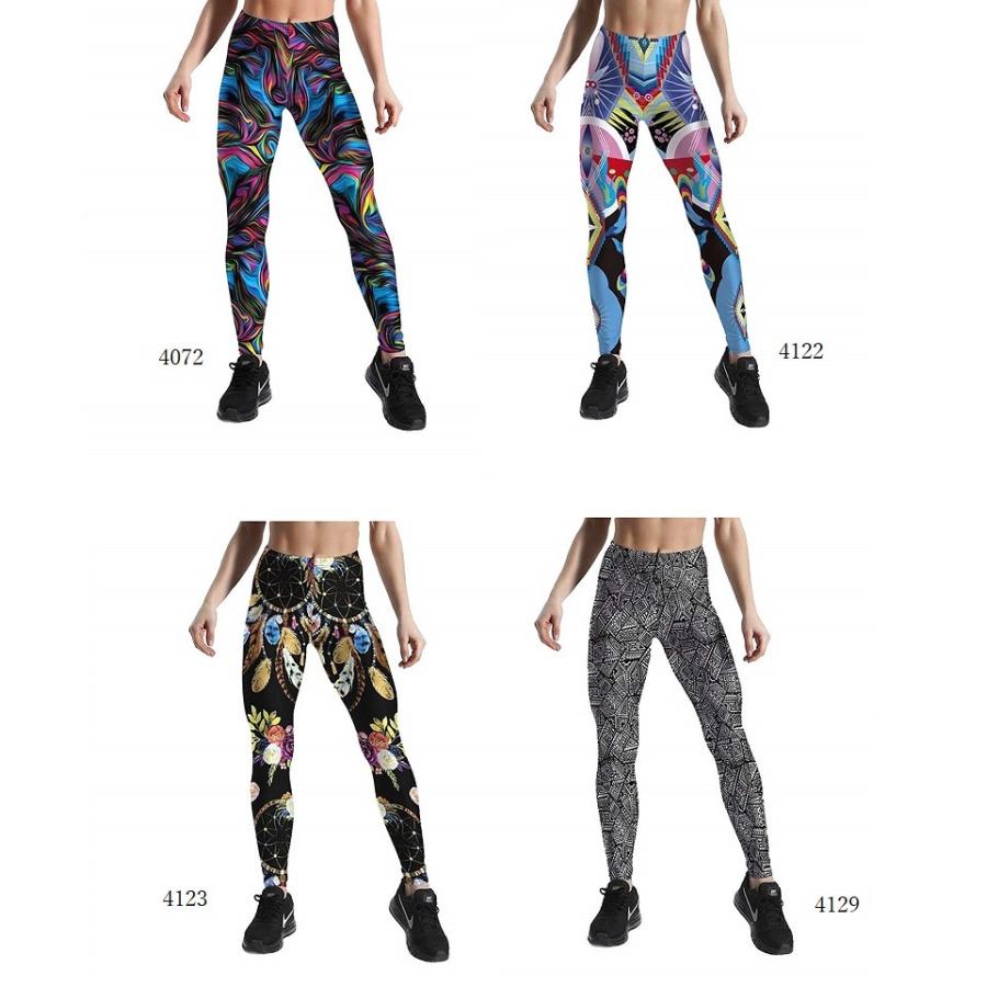 前衛的 色の洪水 瞑想 幾何学 サイケデリック 柄 9分 レギンス ヨガ