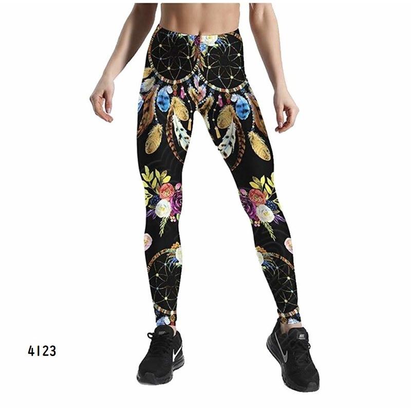 前衛的 色の洪水 瞑想 幾何学 サイケデリック 柄 9分 レギンス ヨガ