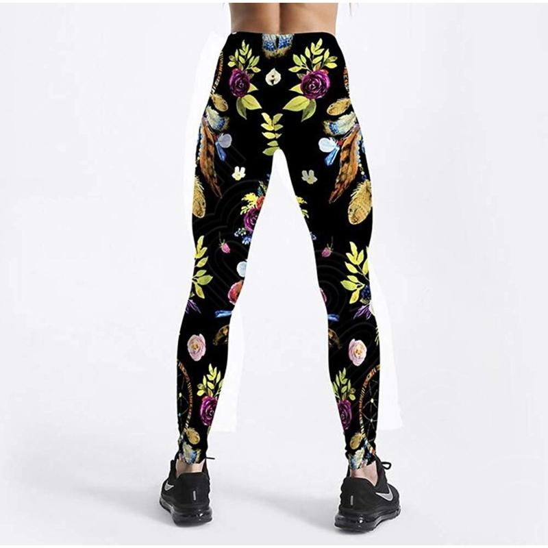 前衛的 色の洪水 瞑想 幾何学 サイケデリック 柄 9分 レギンス ヨガ