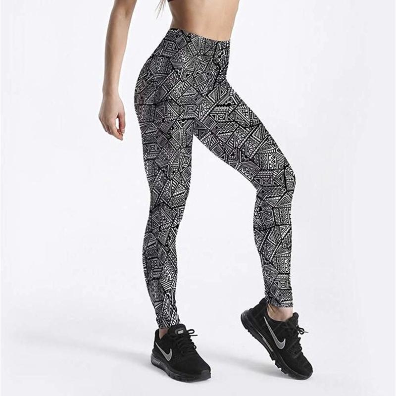 前衛的 色の洪水 瞑想 幾何学 サイケデリック 柄 9分 レギンス ヨガ