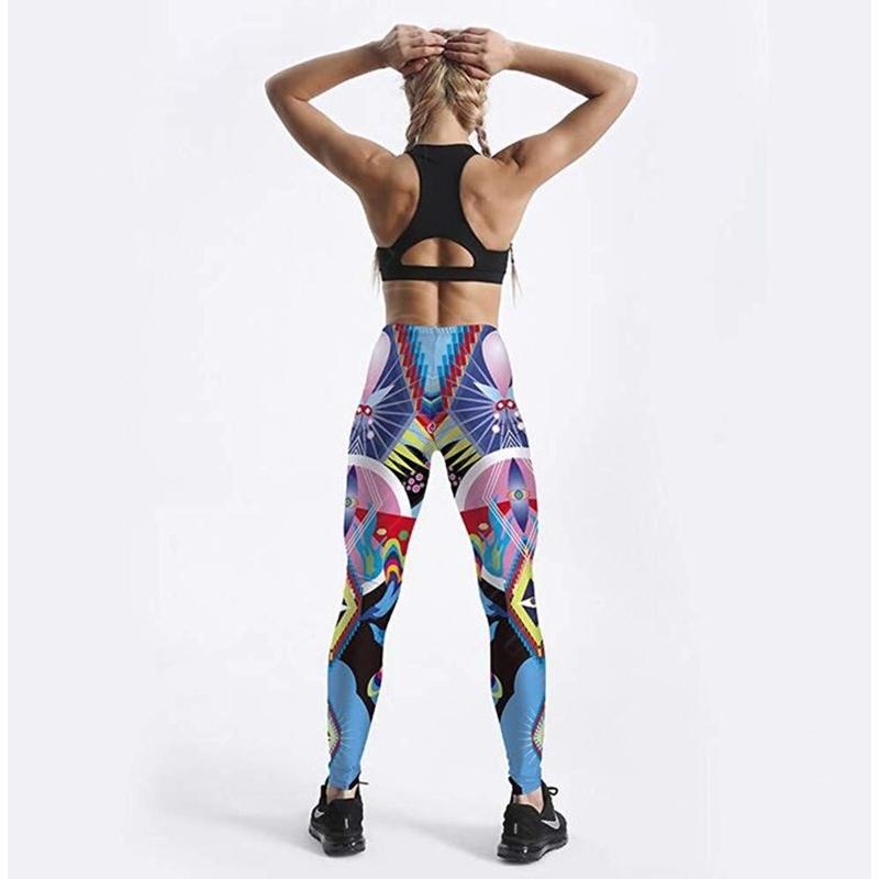 前衛的 色の洪水 瞑想 幾何学 サイケデリック 柄 9分 レギンス ヨガ