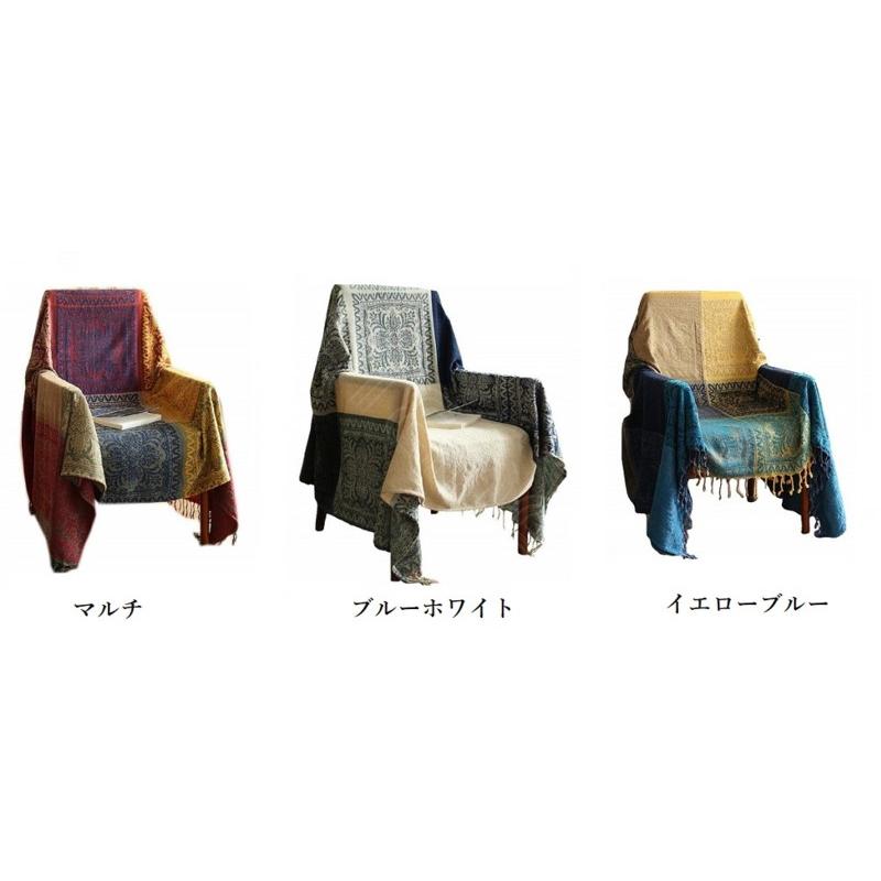 アンティーク柄 民族 ブランケット：150X190cm 大判 年中使用できる