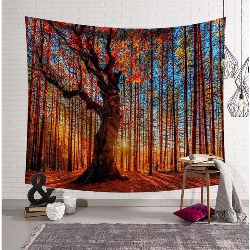 神秘の自然 お部屋で森林浴 山 3Dグラフィックタペストリー アート