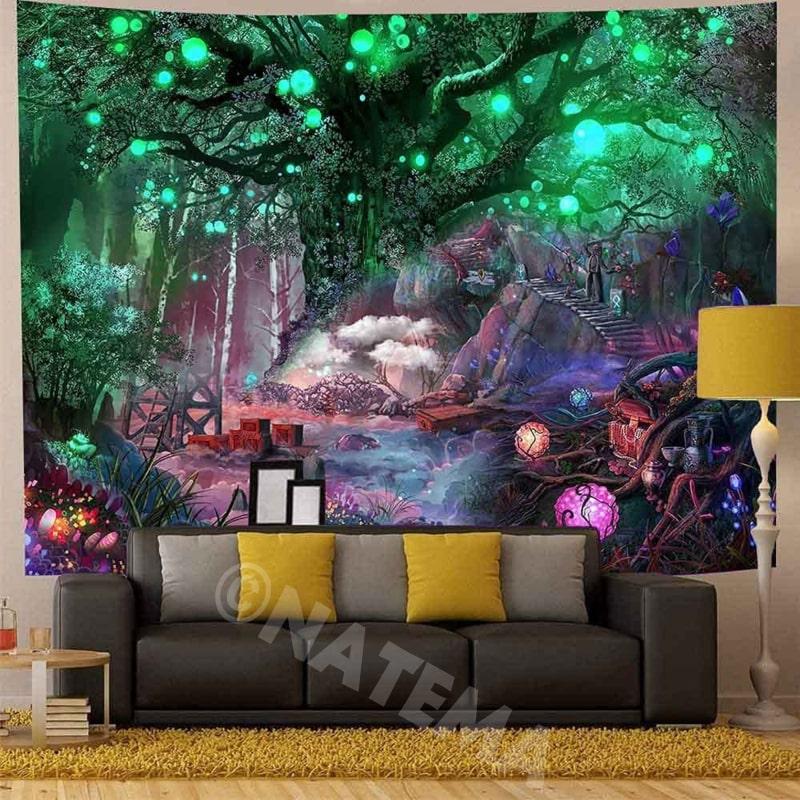 絵画デザイン・タペストリー 楽天市場】タペストリー ファンタジー 神秘的な木 魔法の書棚 図書館