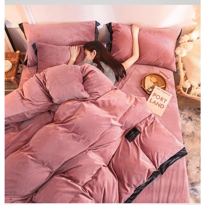 ピンク フリース ダブルカバーセット ダブルサイズ シーツセット 布団カバー4点セット 枕カバー セット