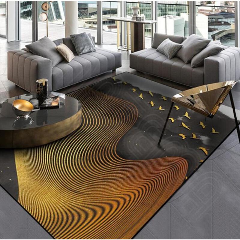 ラグマット 100X160cm モダン ゴールド ライン 麻柄文様 長方形 ラグマット 100X160cm モダン ゴールド ライン 麻柄文様 長方形
