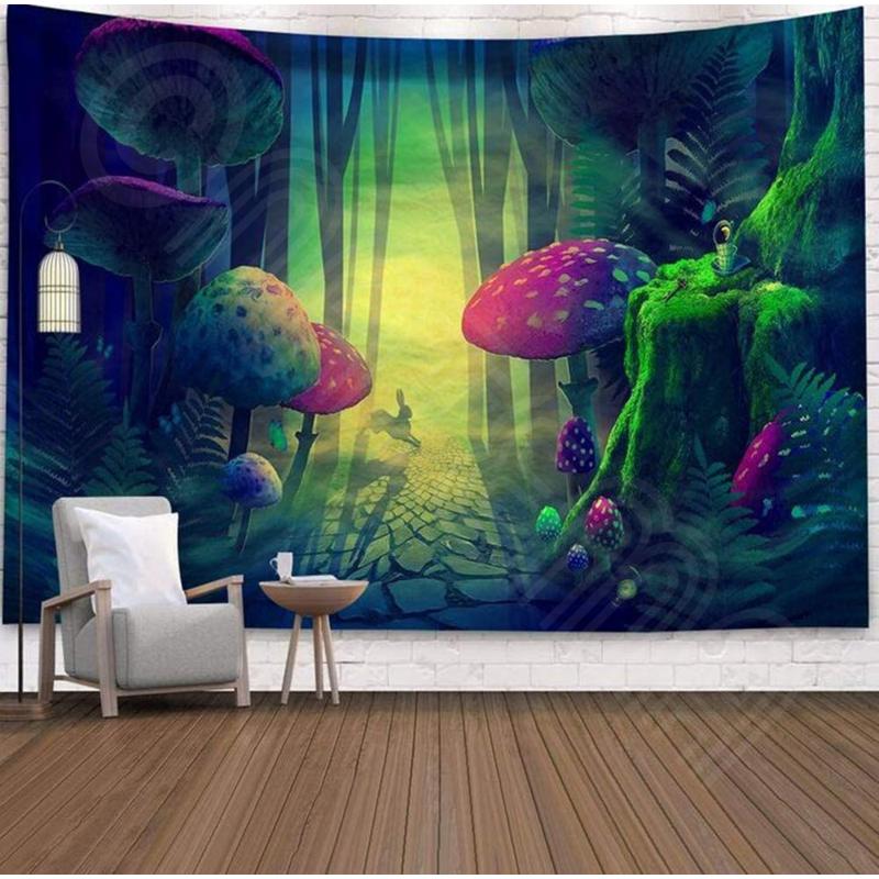 サイケデリック 瞑想 キノコ LSD 幻覚世界 幻想的 大判 タペストリー