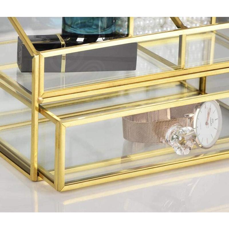 真鍮 多角ガラストレーペン立て 化粧筆 ペン立て ジュエリー収納