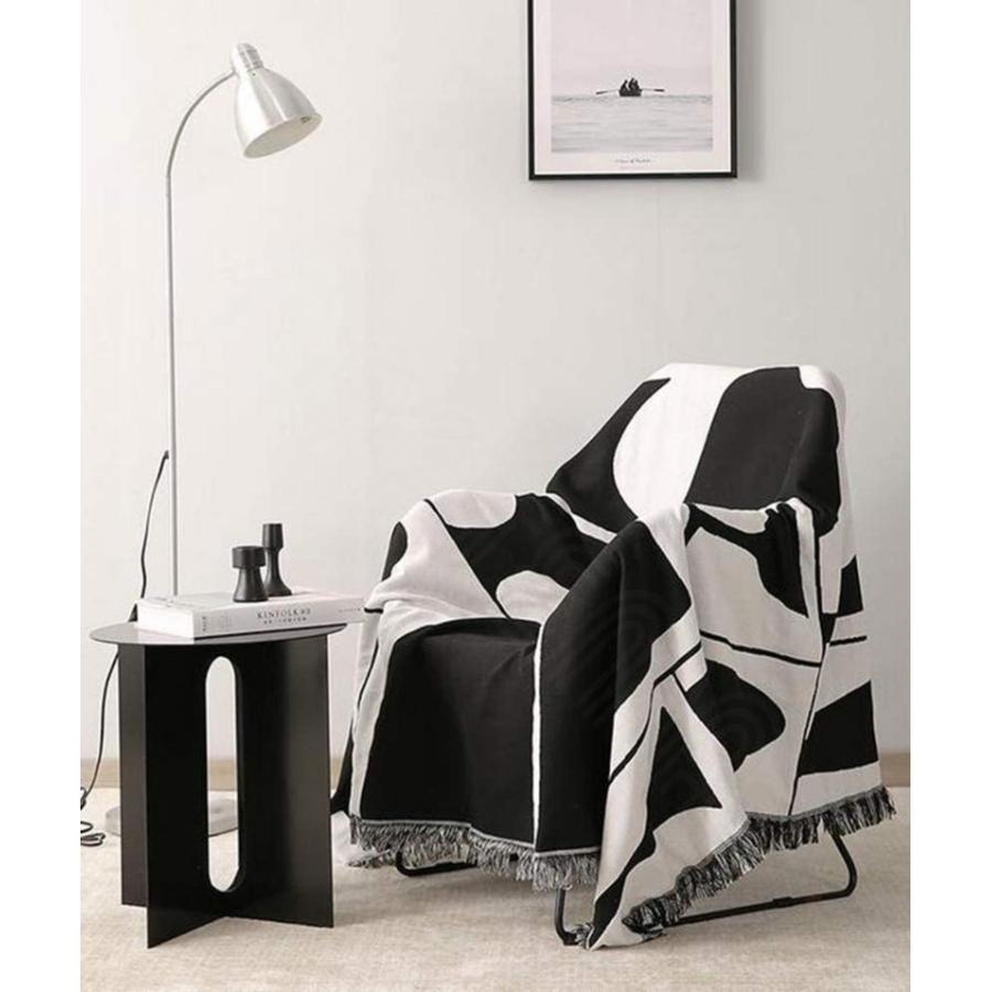 ブランケット モノクロ 黒白 モノトーン 水玉 モダンデザイン 年中使用