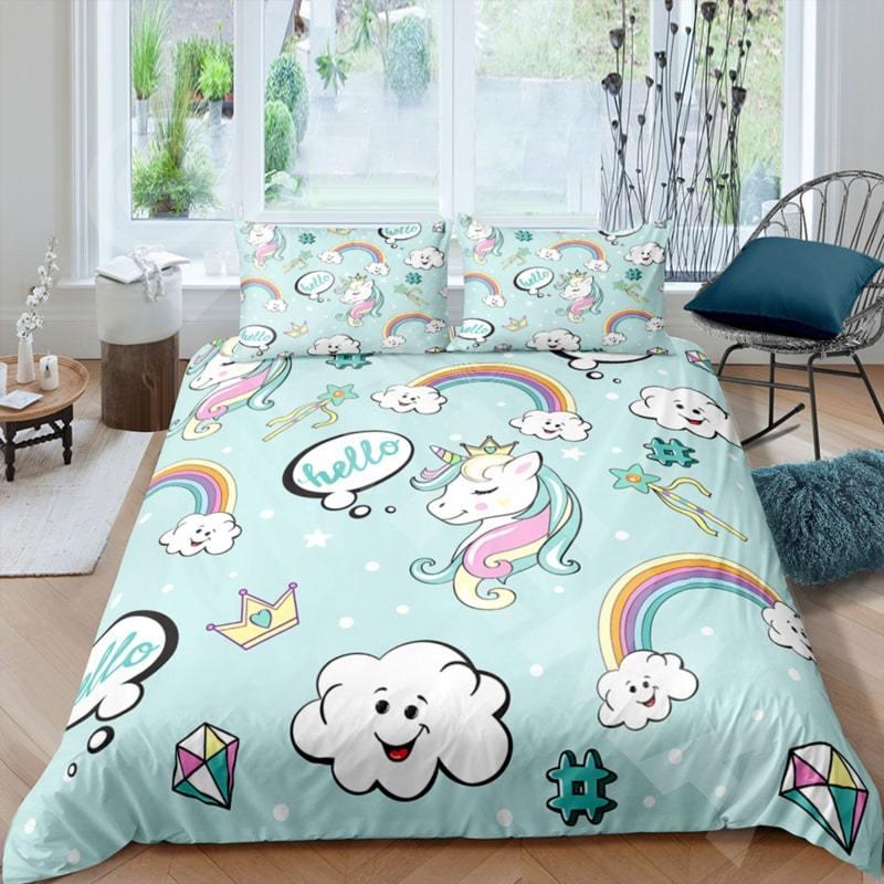 シングルサイズ ベッド 布団カバー 枕カバー 各1枚 セット ユニコーン