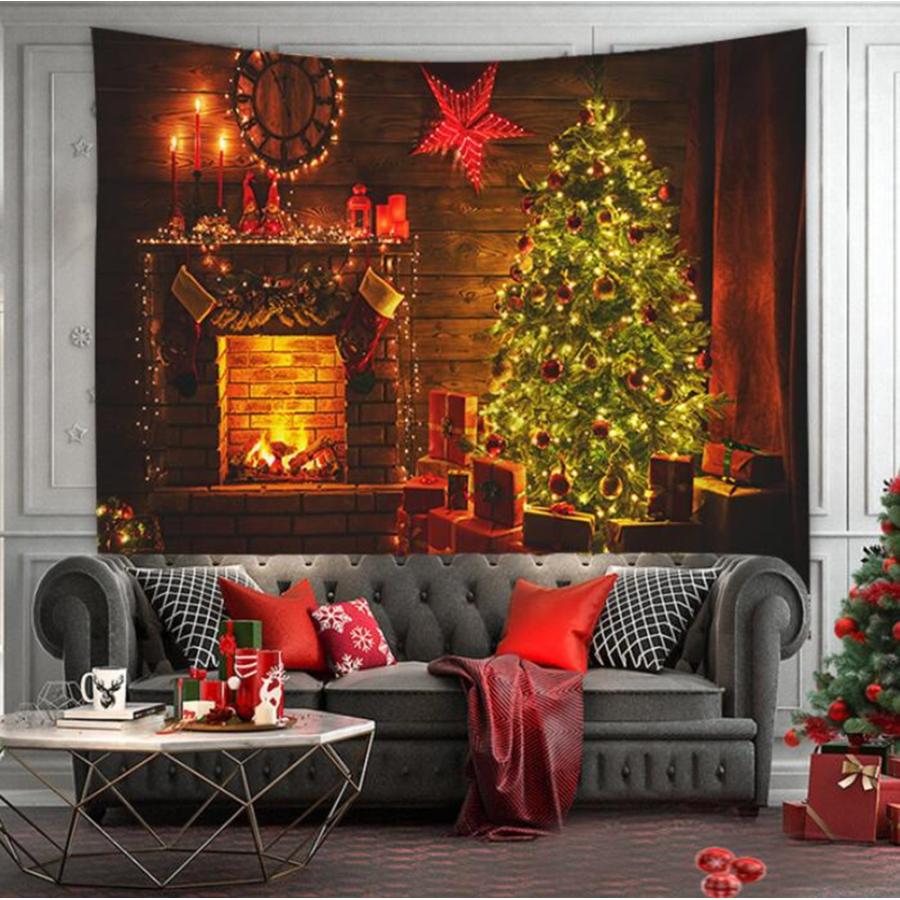 タペストリー 大判 大きい 北欧 クリスマス サンタクローズ 暖炉