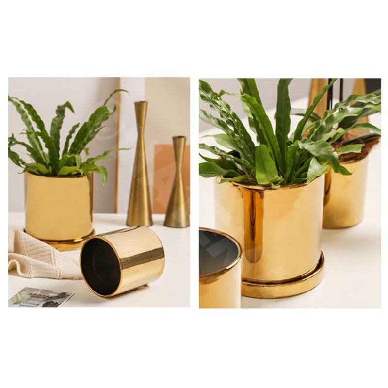 植木鉢 プランター プランターカバー 穴有 穴無し 金色 シャビー 真鍮