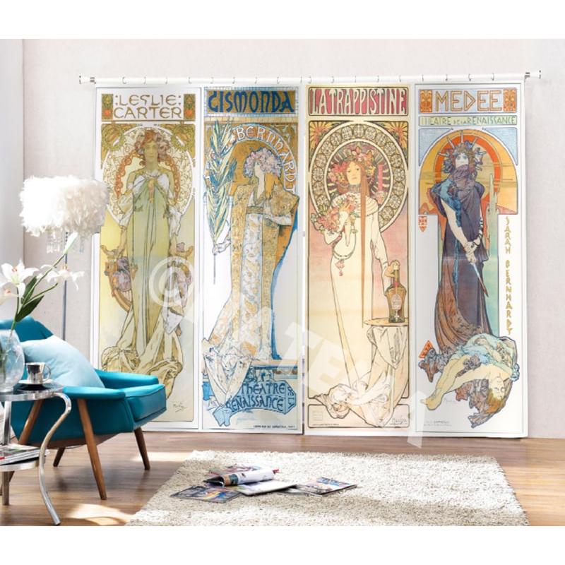 カーテン 防炎 遮光 絵画 アート アルフォンス ミュシャ Mucha カーテン 防炎 遮光 絵画 アート アルフォンス ミュシャ Mucha