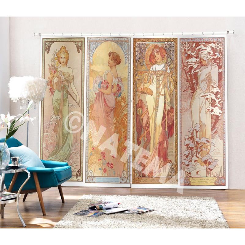 カーテン 防炎 遮光 絵画 アート アルフォンス ミュシャ Mucha カーテン 防炎 遮光 絵画 アート アルフォンス ミュシャ Mucha