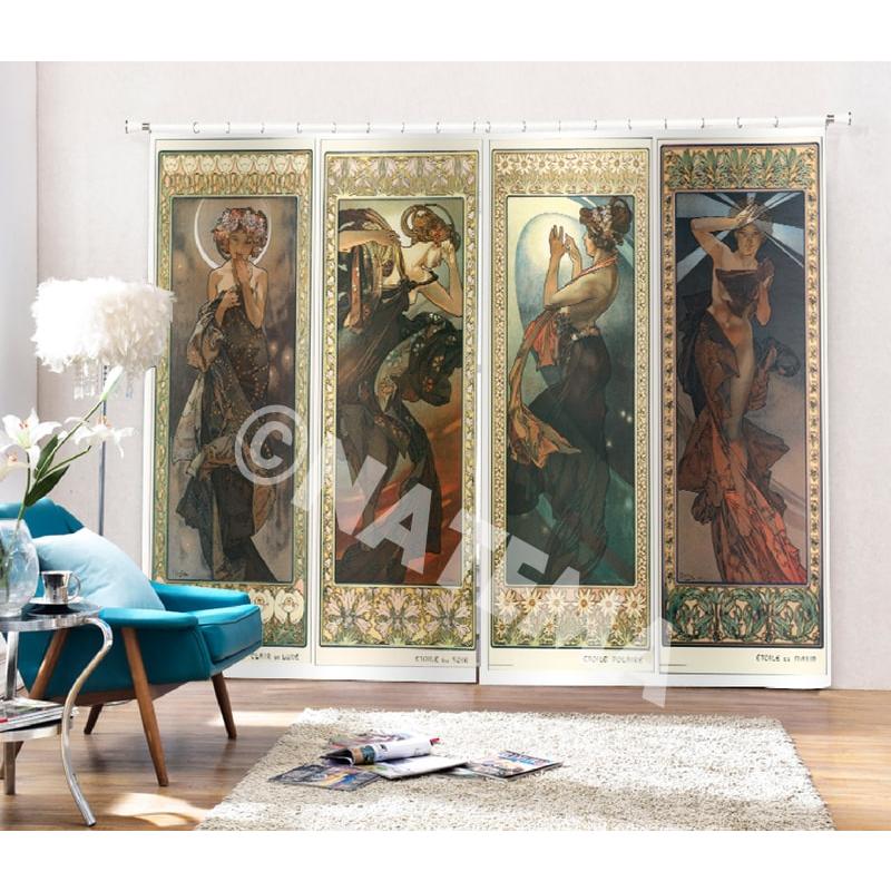 カーテン 防炎 遮光 絵画 アート アルフォンス ミュシャ Mucha カーテン 防炎 遮光 絵画 アート アルフォンス ミュシャ Mucha