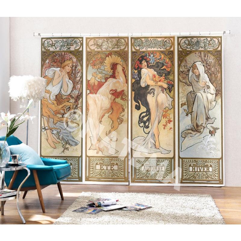 カーテン 防炎 遮光 絵画 アート アルフォンス ミュシャ Mucha カーテン 防炎 遮光 絵画 アート アルフォンス ミュシャ Mucha