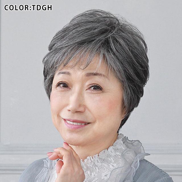 【人工頭皮がついてリニューアル】ウィッグ ショート 「ミニマムショート」 白髪混じり シニア フルウィッグ レディース A-111 黒髪 グレーの画像