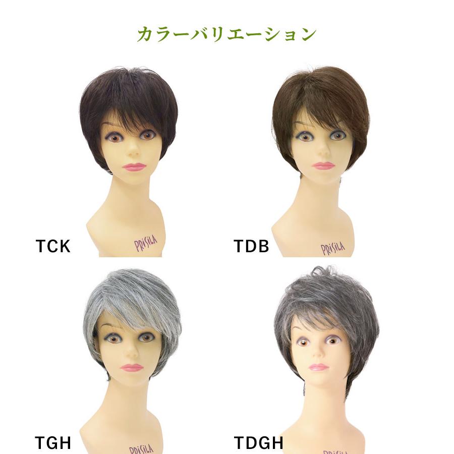 【人工頭皮がついてリニューアル】ウィッグ ショート 「ミニマムショート」 白髪混じり シニア フルウィッグ レディース A-111 黒髪 グレーの画像