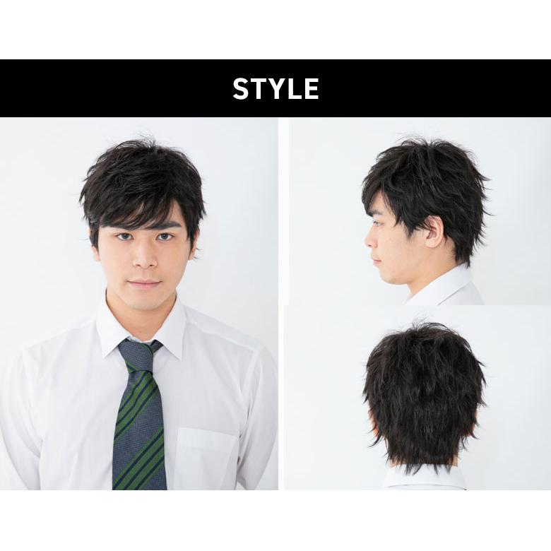 ウィッグ メンズ 606 男性用かつら 黒 スタイリングショート ブラック アノザラメ 黒髪 男性 カツラ FW-M02-BL 送料無料の画像
