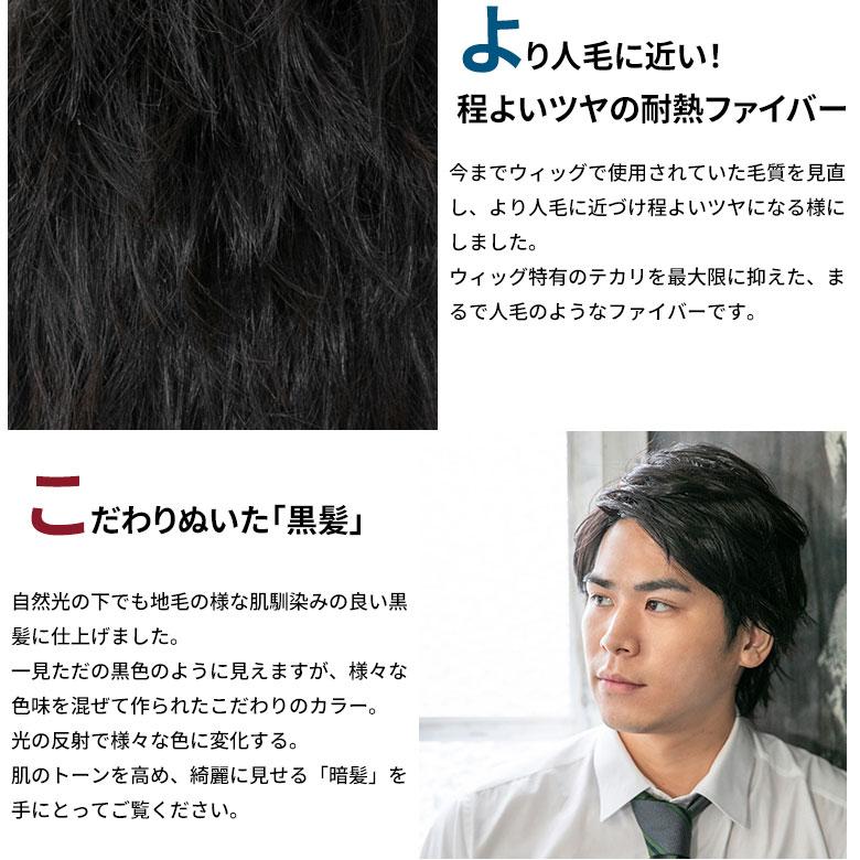 ウィッグ メンズ 606 男性用かつら 黒 スタイリングショート ブラック